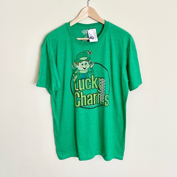 NEW TeeLuv Lucky Charms Retro Vintage Logo Graphic Green T Shirt Adult Sz Medium - Picture 1 of 4